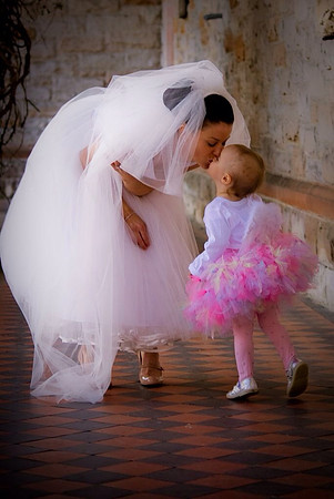 A daughter's kiss for her mother on her wedding day