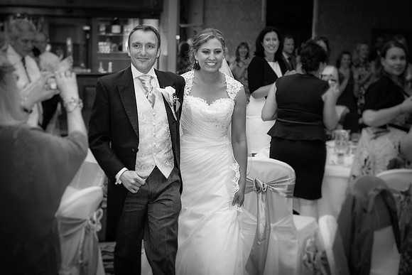 Arriving at the reception as man and wife